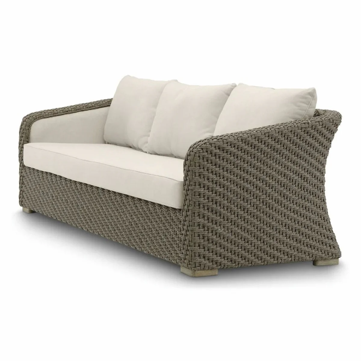 Casa Padrino sof¨¢ de jard¨ªn de lujo de rat¨¢n artificial gris / arena 254 cm - Muebles de jard¨ªn