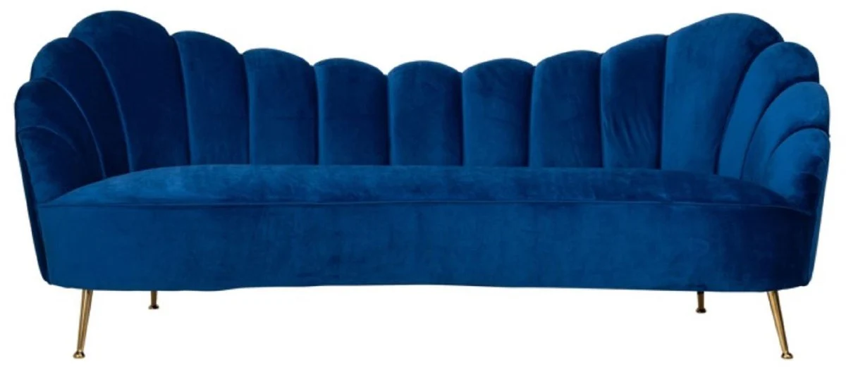 Casa Padrino sof¨¢ de terciopelo de lujo azul / oro 230 x 94 x A. 90 cm - Sof¨¢ de sal¨®n con tela de terciopelo fino - Muebles de sal¨®n - Muebles de lujo - Interiores de sal¨®n - Interiores de lujo