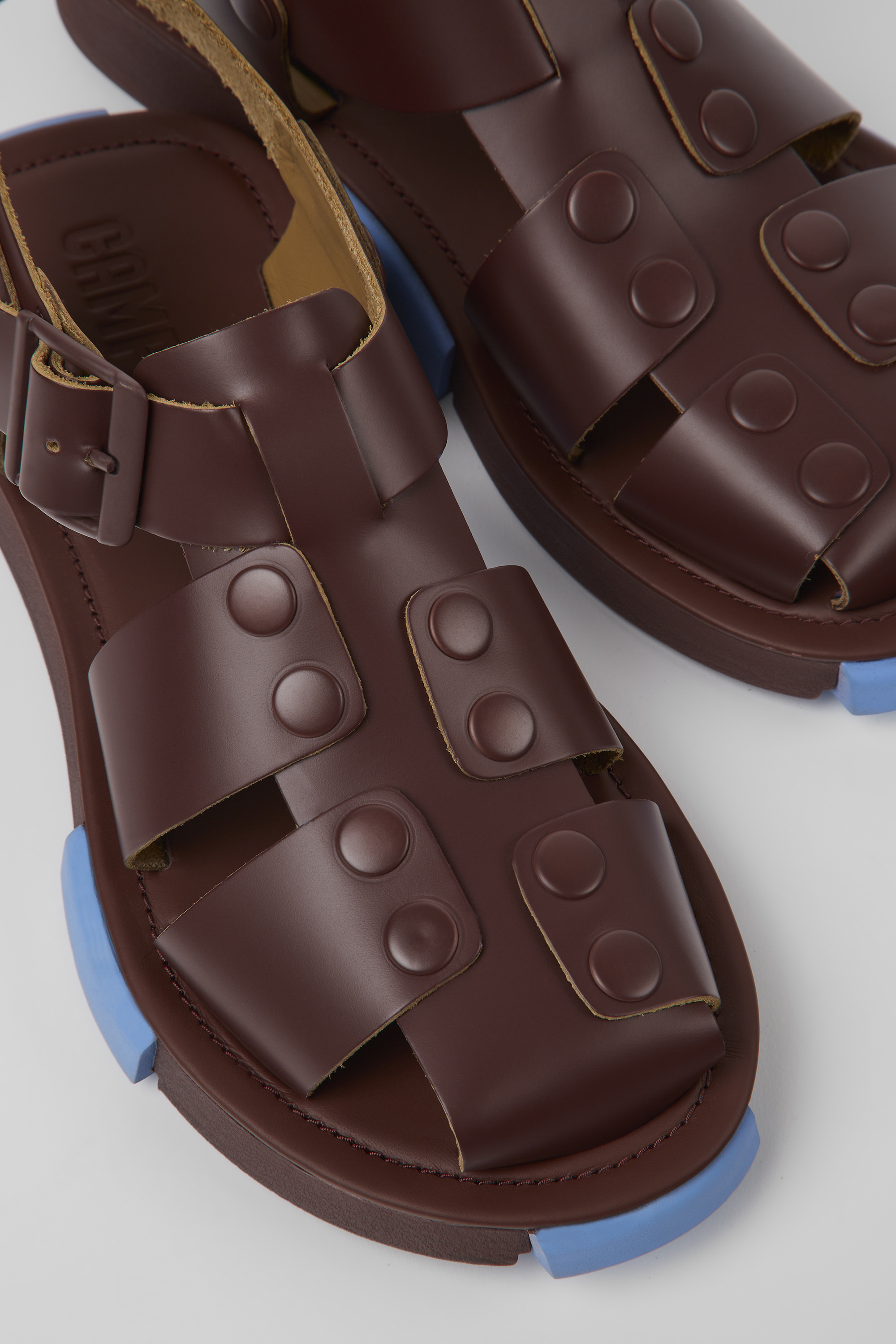 Set - Burgundy leather sandals for women