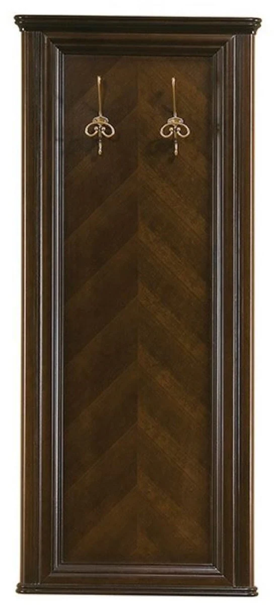 Casa Padrino perchero de pared Art Nouveau de lujo marr¨®n oscuro 63,6 x 6,5 x A. 151 cm - Elegante perchero de pared de madera maciza con 2 percheros - Muebles de Dormitorio - Muebles de Hotel