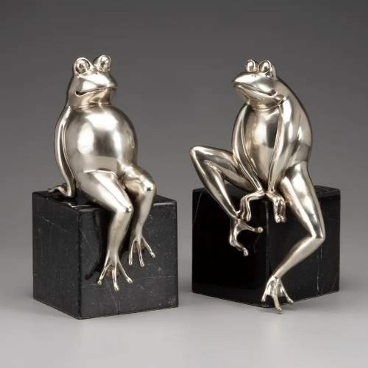 Casa Padrino luxury bookends Frogs of bronze on marble base - Bookend - Book End