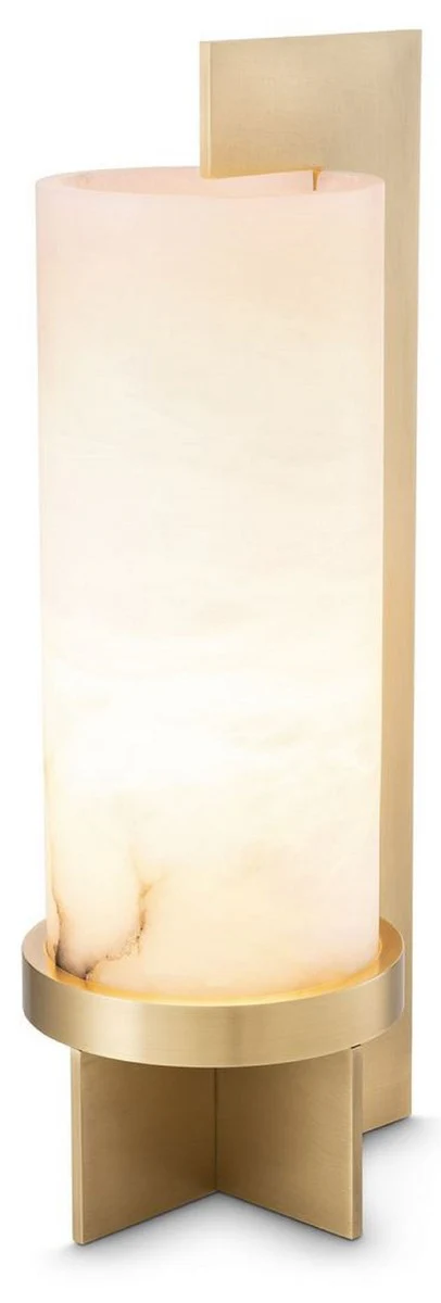 Casa Padrino lámpara de mesa de diseño latón antiguo / alabastro 19 x 15 x A. 45 cm - Lámpara de mesa moderna con pantalla de alabastro - Colección de Lujo