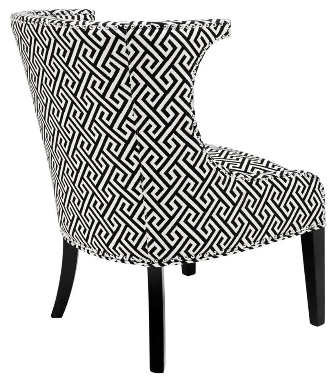 Casa Padrino sillón en negro / blanco 66 x 60 x H. 91 cm - sillones de lujo