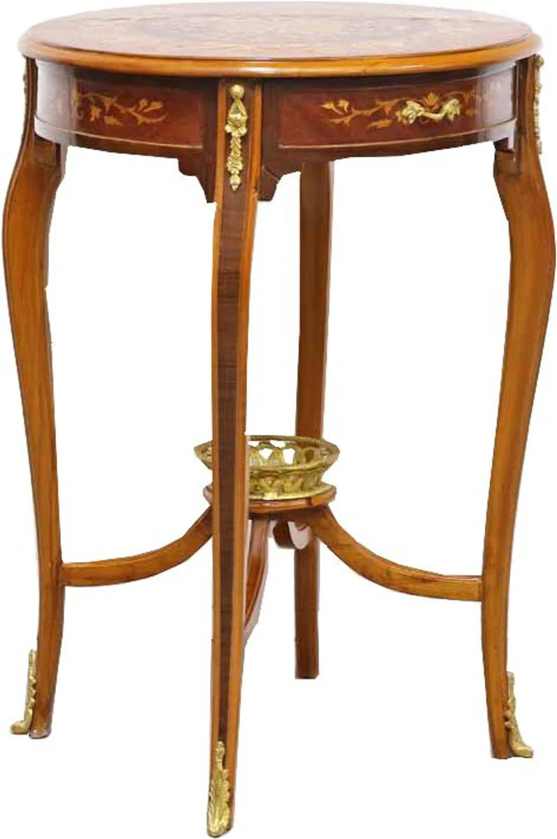 Casa mesa Padrino barroco con caj¨®n incrustaciones Brown 60 x H. 86 cm - mesa auxiliar de estilo antiguo - Edici¨®n Limitada