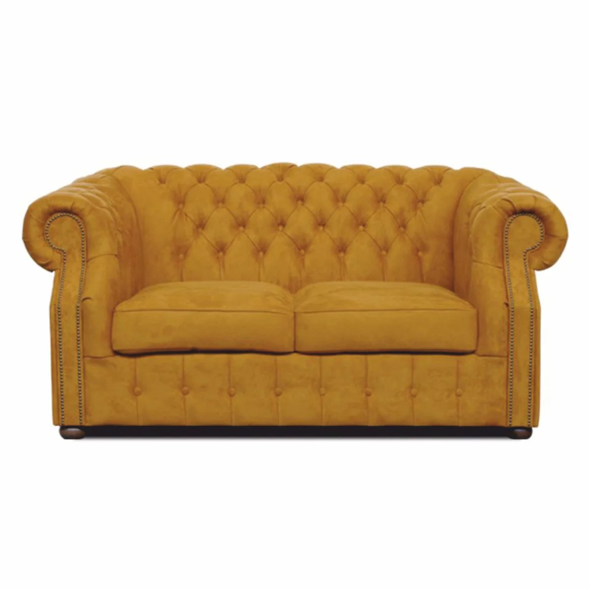Casa Padrino Sof¨¢ Chesterfield de Lujo de Terciopelo Ocre / Marr¨®n Oscuro 160 cm - Muebles de Sal¨®n