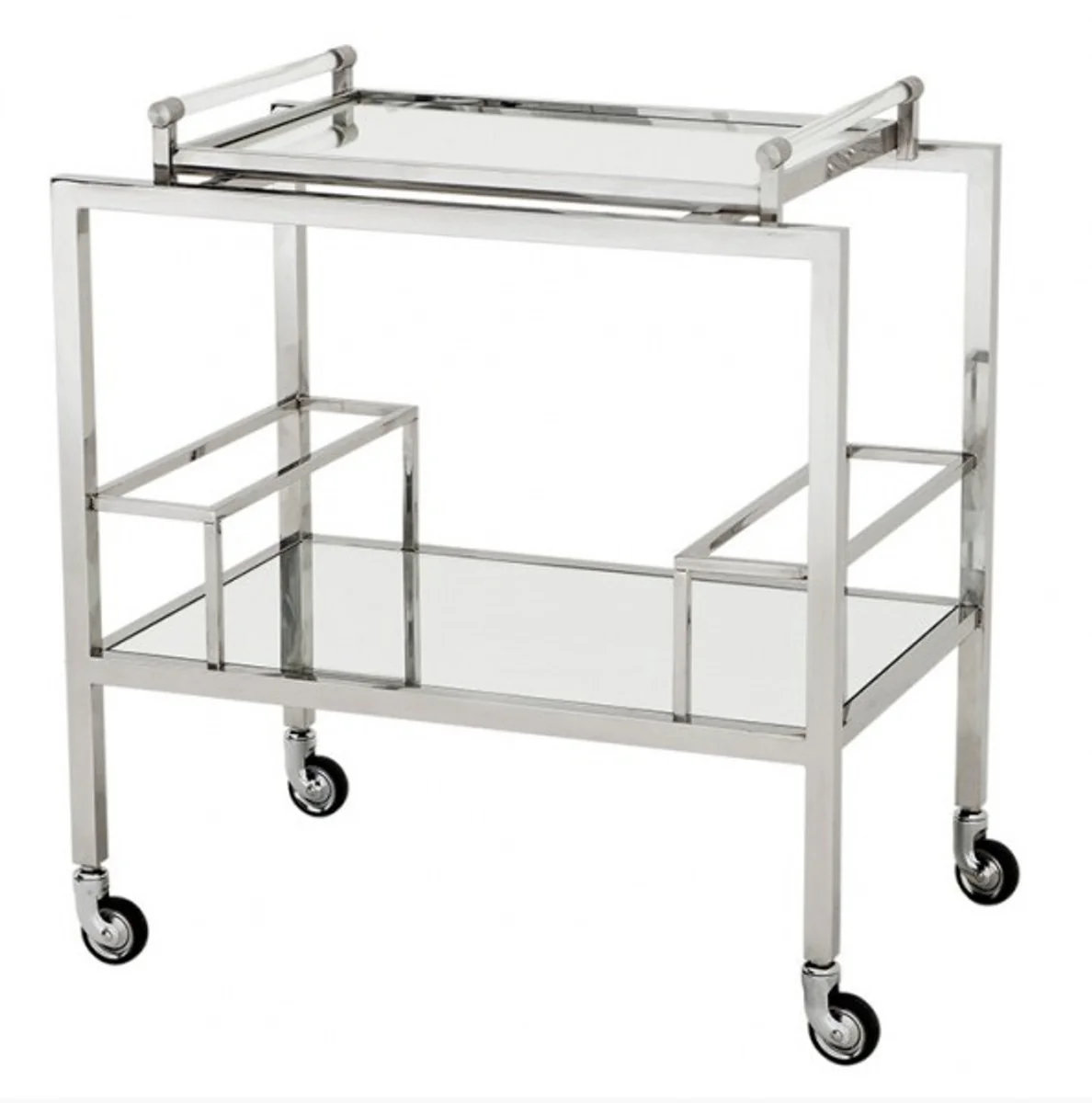 Casa Padrino Luxury Bar Trolley Trolley made of stainless steel and glass 72 x 47 x H. 72 cm - Luxury Hotel & Restaurant Furniture