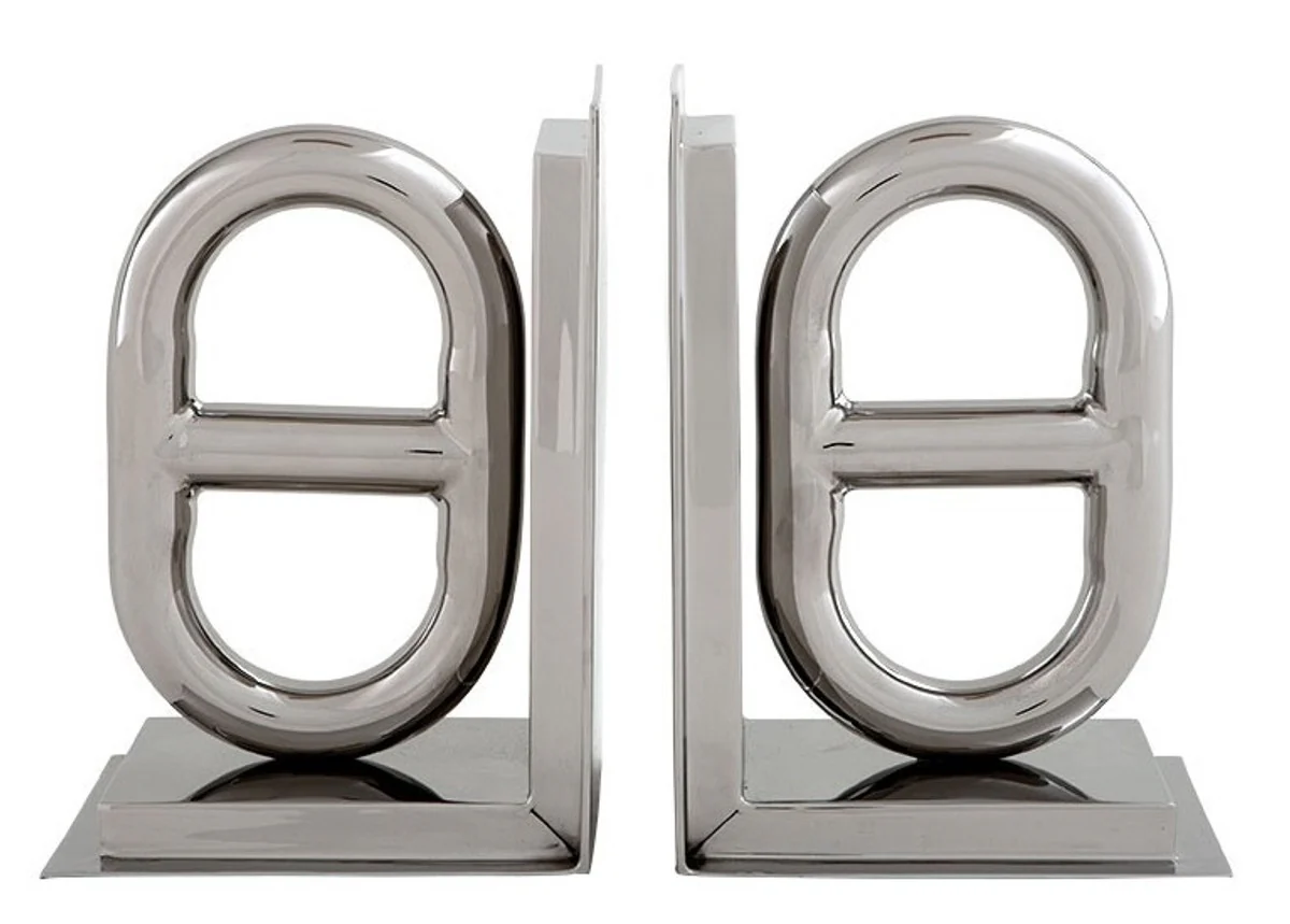 Casa Padrino luxury horseshoe bookends nickel finish aluminum - Bookend - Book End - Luxury Collection