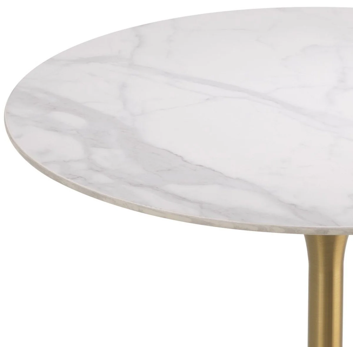 Casa Padrino mesa bistr¨® de lujo blanco / lat¨®n ? 79 x A. 106,5 cm - Mesa alta moderna con tapa de m¨¢rmol - Mesa de bar redonda - Mobiliario de bar - Mobiliario de catering - Calidad de lujo