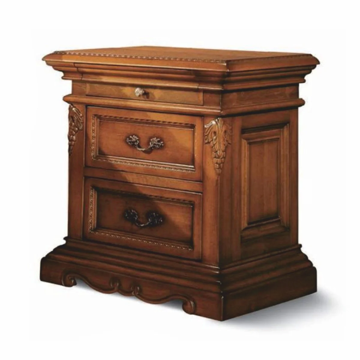 Casa Padrino mesita de noche barroco de lujo con 3 cajones marr¨®n - Hecho en Italia