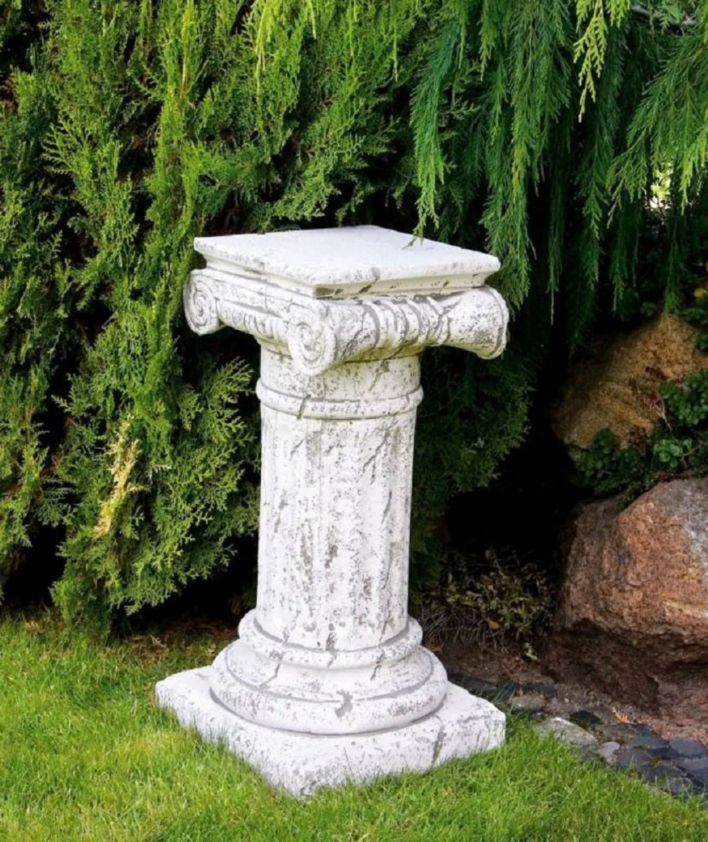 Casa Padrino pilar barroco blanco antiguo 36 x 36 x A. 70 cm - Magnífica Pilar de Jardín de Estilo Barroco - Decoración Pilar de Piedra - Accesorios de Decoración de Terrazas y Jardines Barrocos