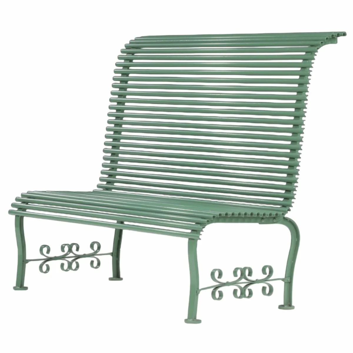 Casa Padrino Banco de Jard¨ªn Art Nouveau de Metal con Respaldo Alto Verde 116 cm - Muebles de Jard¨ªn