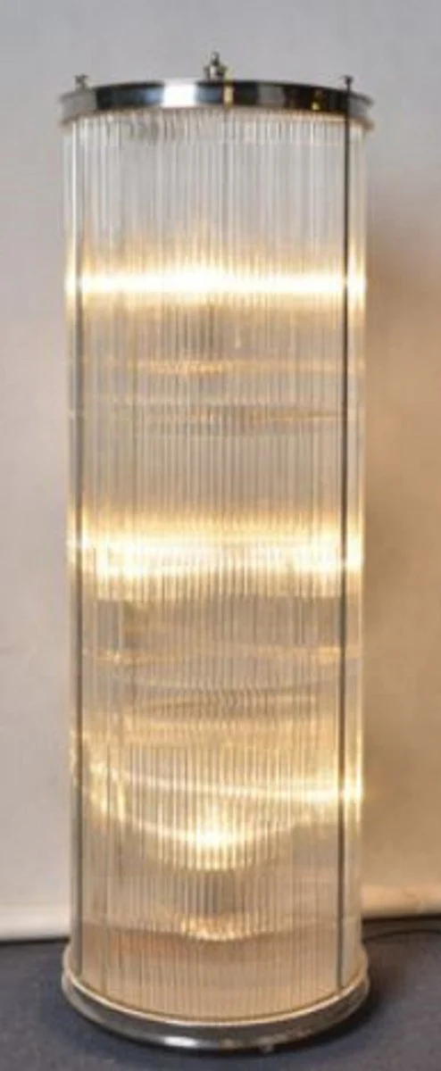 Casa Padrino lámpara de pie de la sala de estar plata Ø 32 x H. 100 cm - Lámpara de Pie Redonda de Lujo