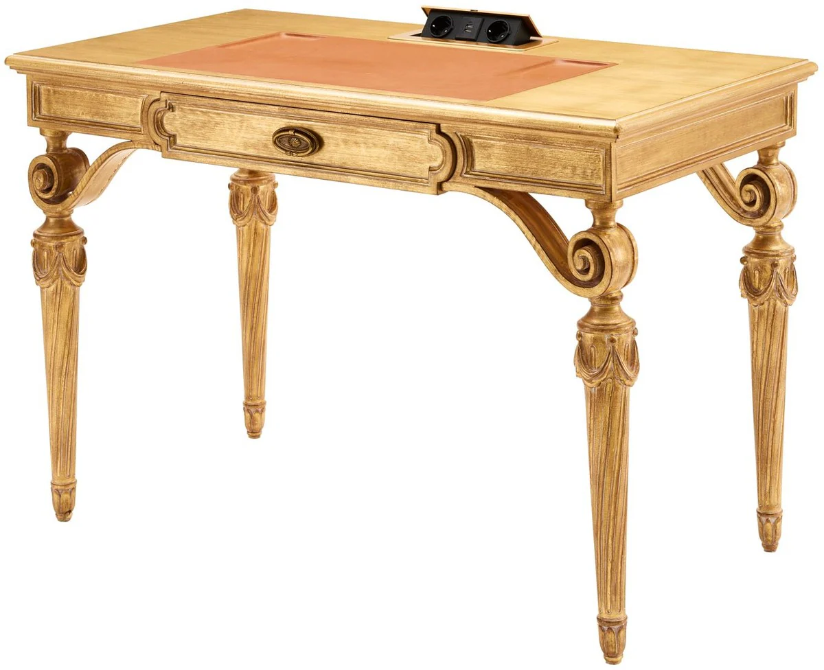 Casa Padrino Secretario Barroco de Lujo Oro 113 cm - Muebles de oficina barrocos - Hecho en Italia