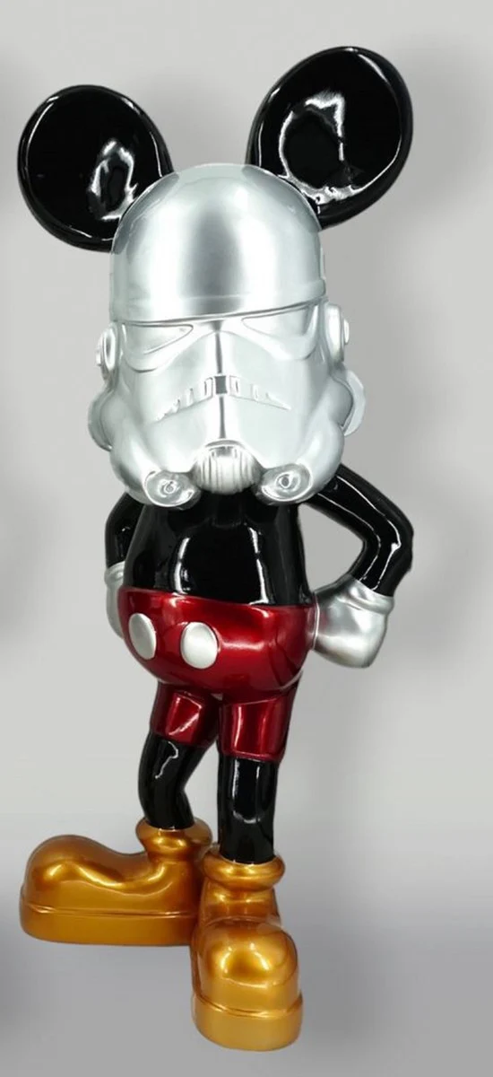 Casa Padrino escultura decorativa XXL negro / plata / rojo / plata A. 120 cm - Decoraci¨®n de sal¨®n y jard¨ªn