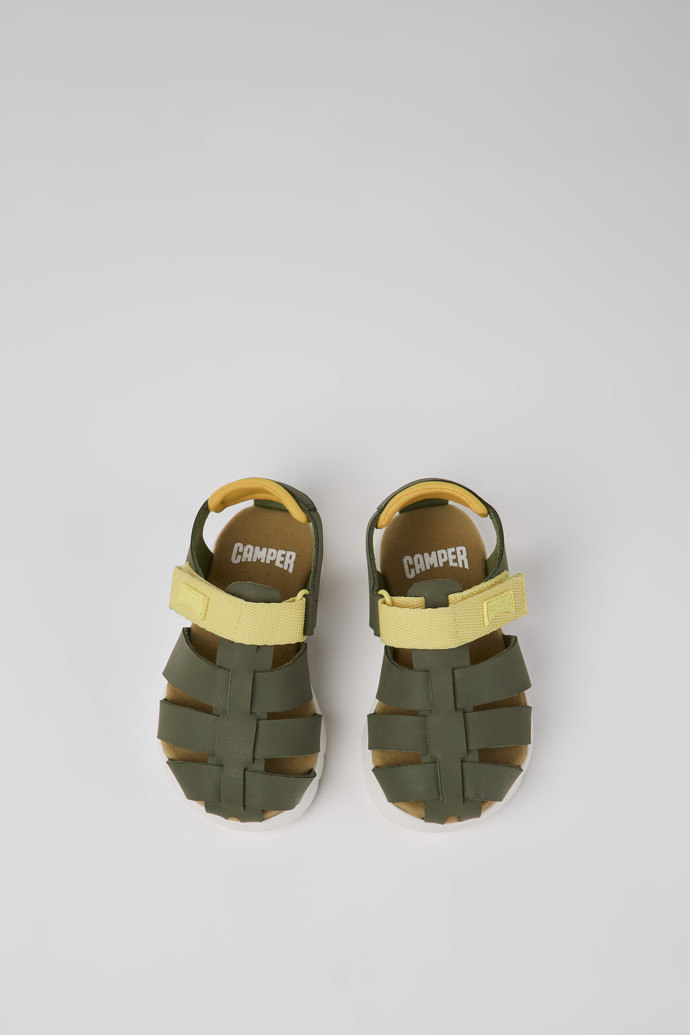Caterpillar Green leather and fabric sandals for boys