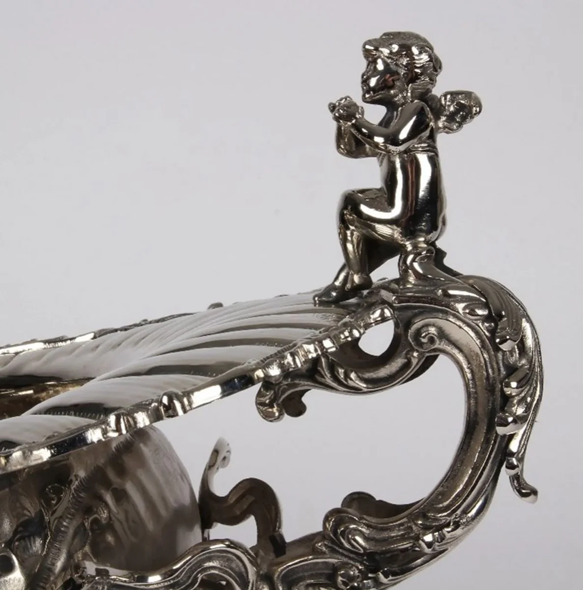 Casa Padrino cuenco decorativo barroco de lat¨®n plata 75 x 41 x A. 52 cm - Accesorios decorativos barrocos