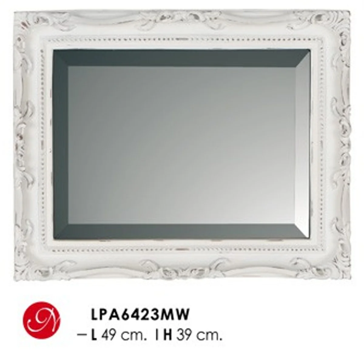 Casa Padrino Baroque wall mirror antique white H 49 cm W 39 cm - Noble & Sumptuously - antique style mirror