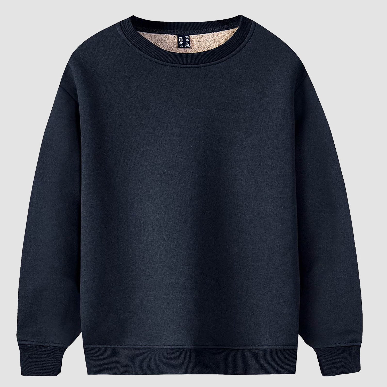 Men's Fleece Lined Sweatshirts Pullover Basic Tops Warm Crewneck Winter Sweater Underwear