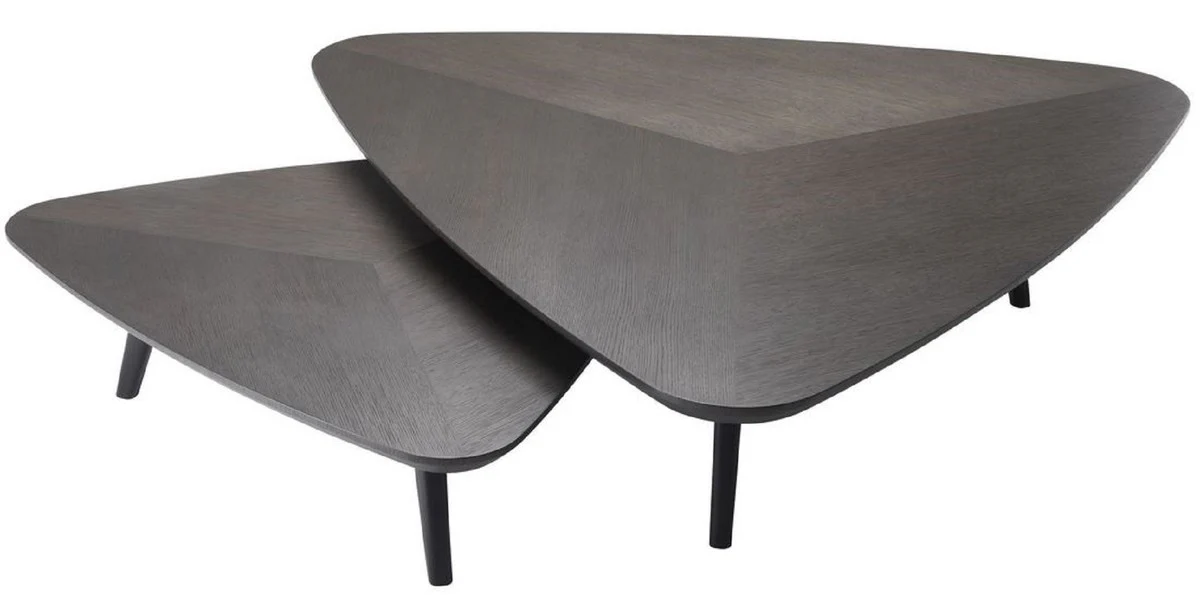 Casa Padrino conjunto de mesa de centro de lujo moca - 2 Mesas de sal¨®n de madera maciza - Muebles de Sala - Calidad de Lujo