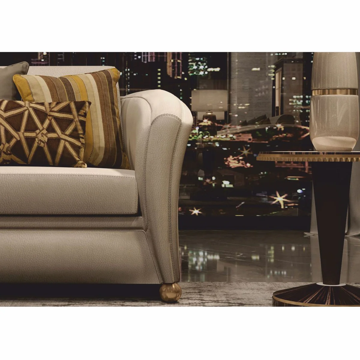 Casa Padrino mesa auxiliar de lujo crema / marr¨®n oscuro / bronce ? 51 x A. 66 cm - Hecho en Italia