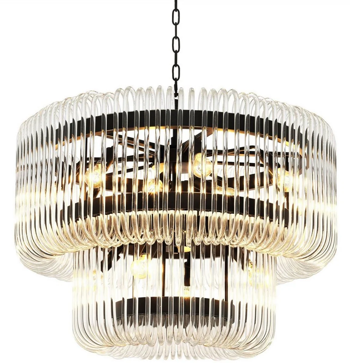 Casa Padrino araña de lujo bronce / vidrio transparente Ø 80 x H. 70 cm - Araña de Salón Redonda