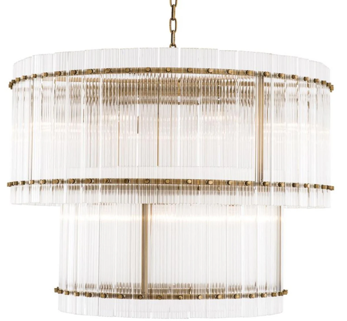 Casa Padrino Araña Latón Antiguo Ø 93 x H. 70 cm - Araña Redonda de Lujo