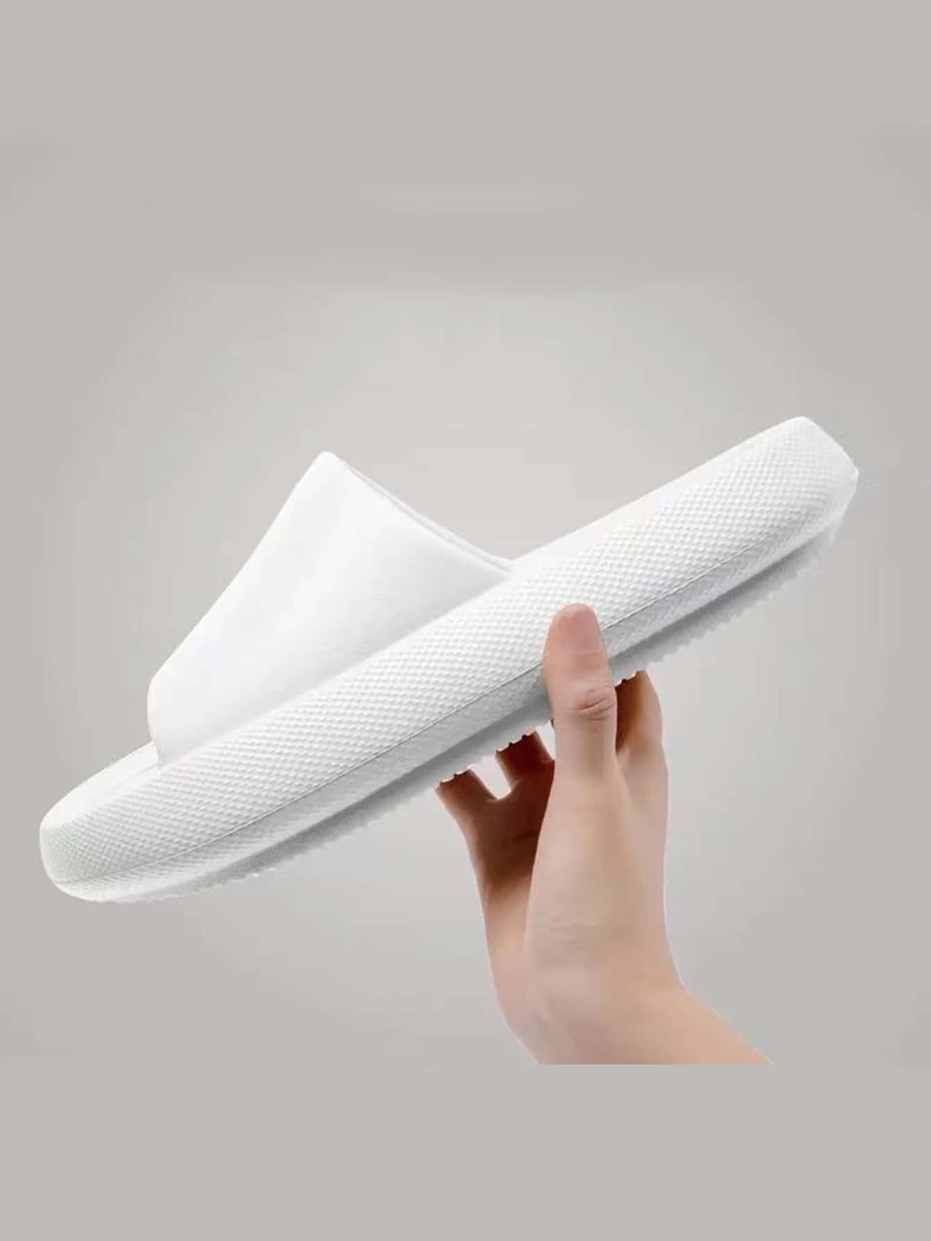 Minimalist Single Band Slides Shower Bathroom Slippers Comfy Cushioned Thick Sole