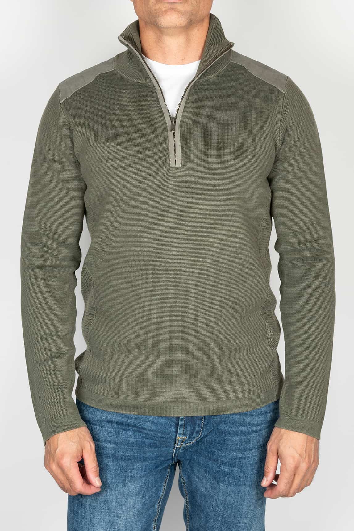 Rivera-spain Jersey Keeling verde kaki media cremallera