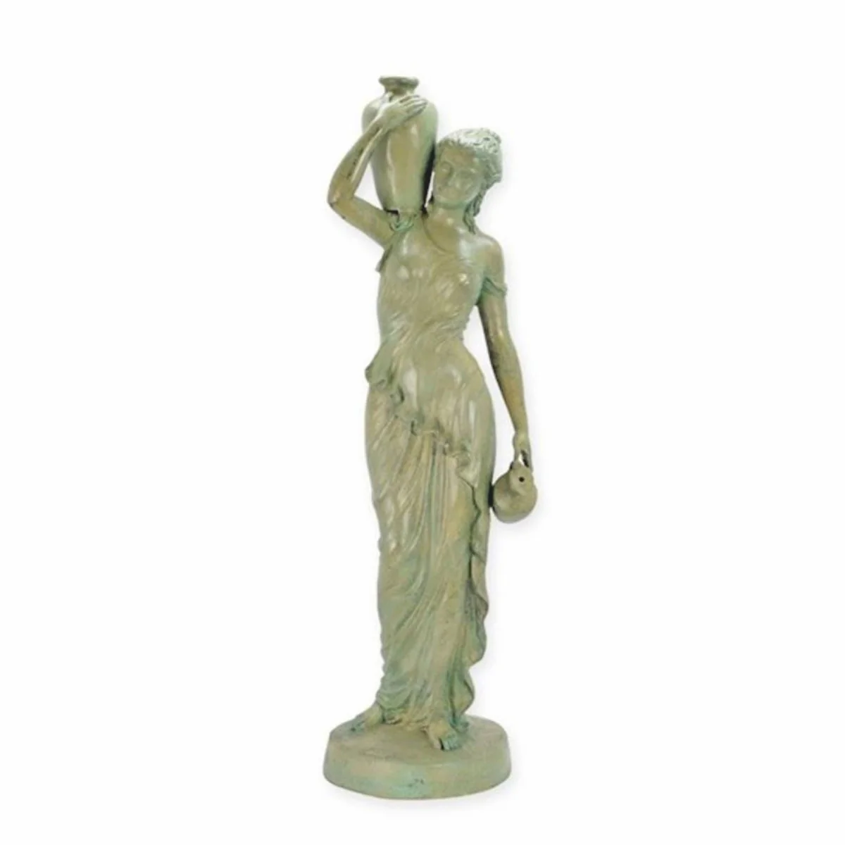 Casa Padrino escultura de g¨¢rgola Art Nouveau de bronce mujer con 2 jarras beige antiguo A. 101,5 cm