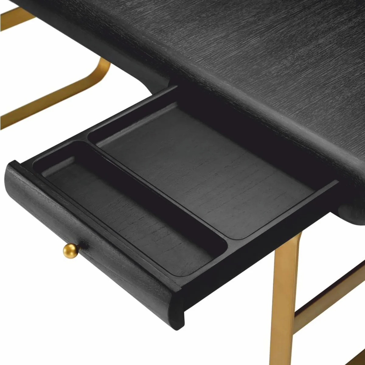 Casa Padrino escritorio de lujo con 2 cajones negro gris / lat¨®n 165 cm - Muebles de oficina