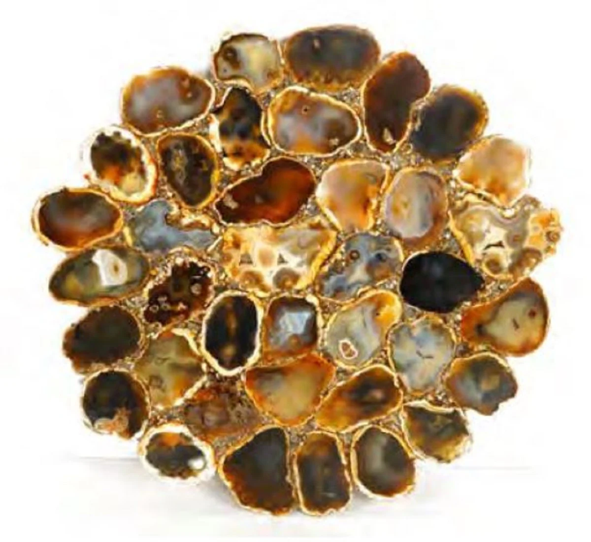 Casa Padrino mesa de centro de lujo multicolor / negro / lat¨®n ? 60 x A. 50 cm - Mesa de sal¨®n con tablero de gemas de ¨¢gata - Muebles de Sal¨®n de Lujo