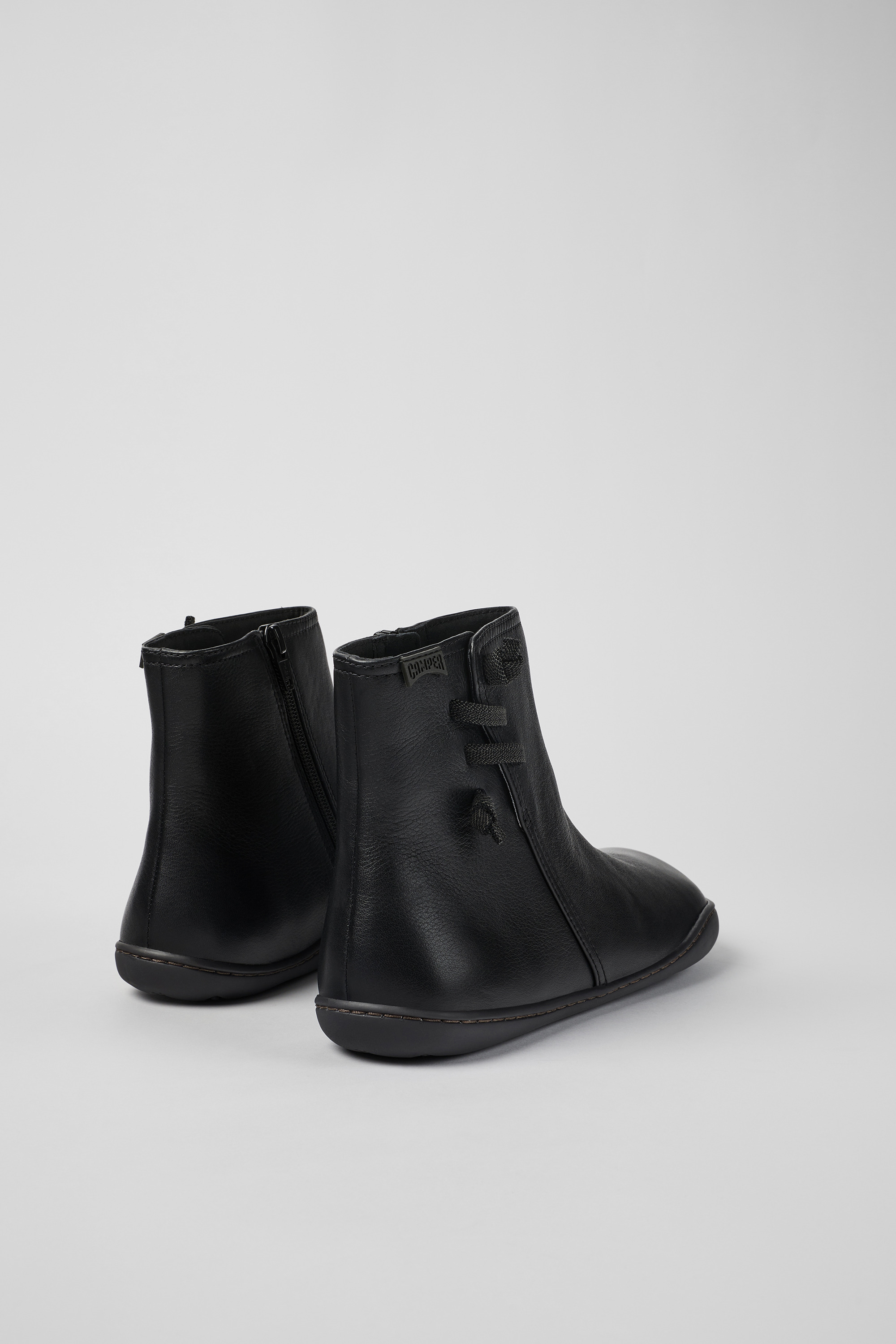 Peu - Black leather ankle boots for women