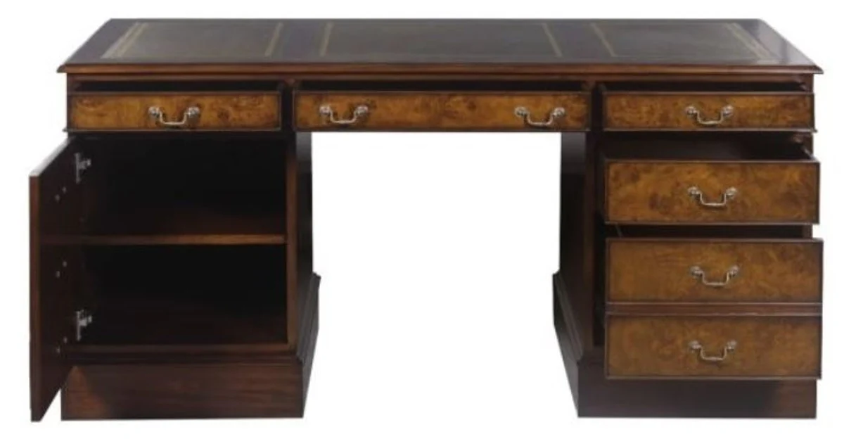 Casa Padrino escritorio de caoba marr¨®n / verde 160,5 x 76 x H. 77 cm - Muebles de Oficina de Lujo