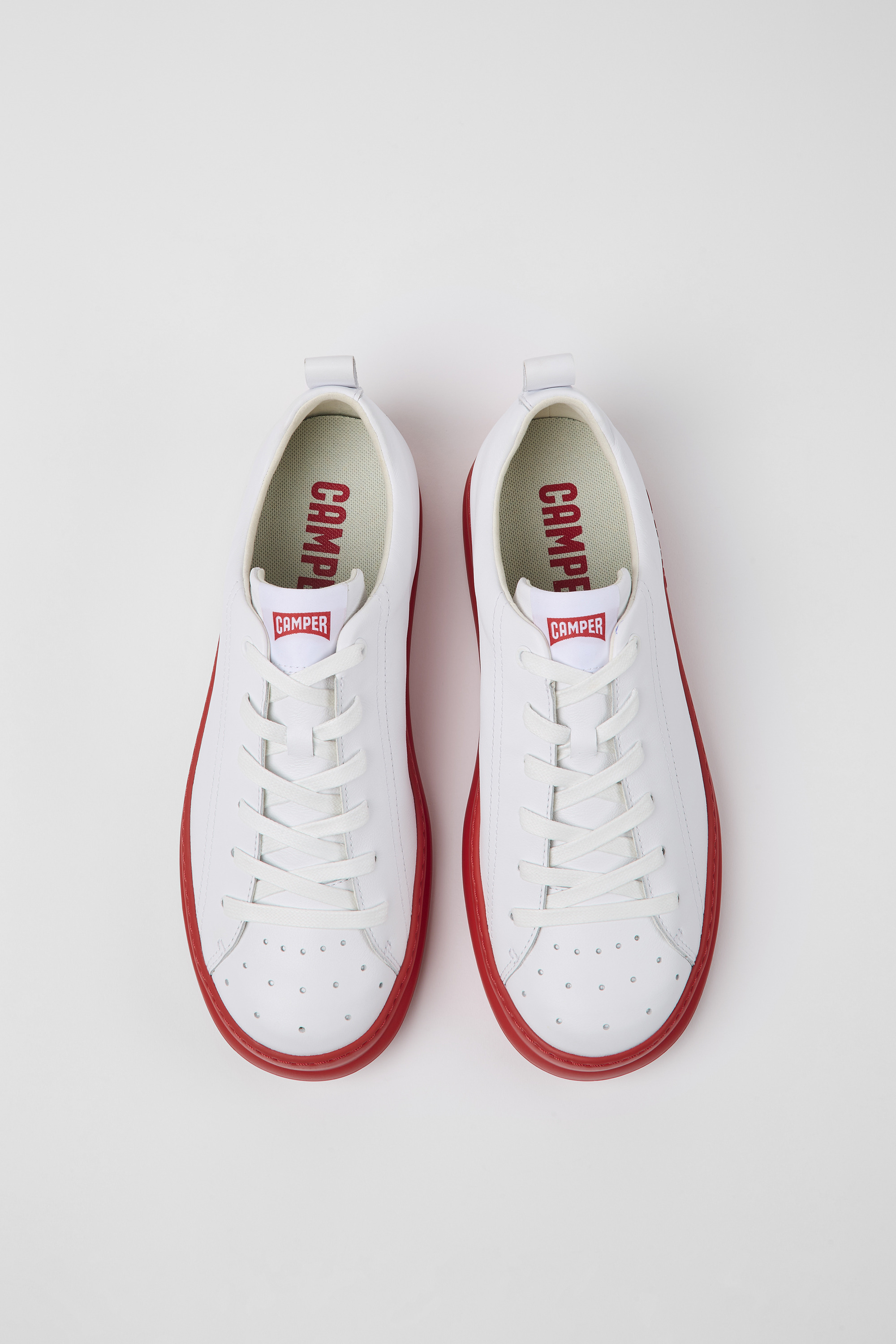 Runner - White and red leather sneakers for men