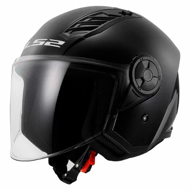 CASCO JET LS2 OF616 AIRFLOW II SOLID NEGRO BRILLO