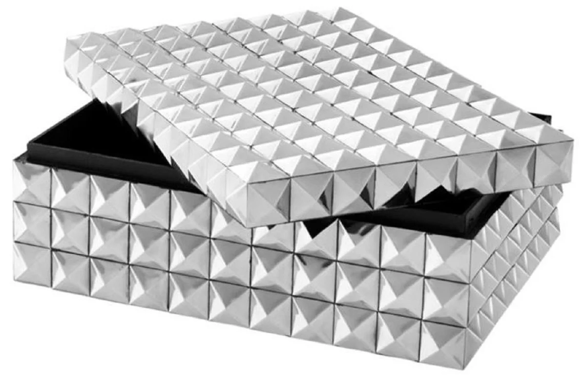 Casa Padrino ataúd de joyería / caja de joya de lujo con tapa plata 28 x 21 x H. 10 cm - Calidad de Lujo