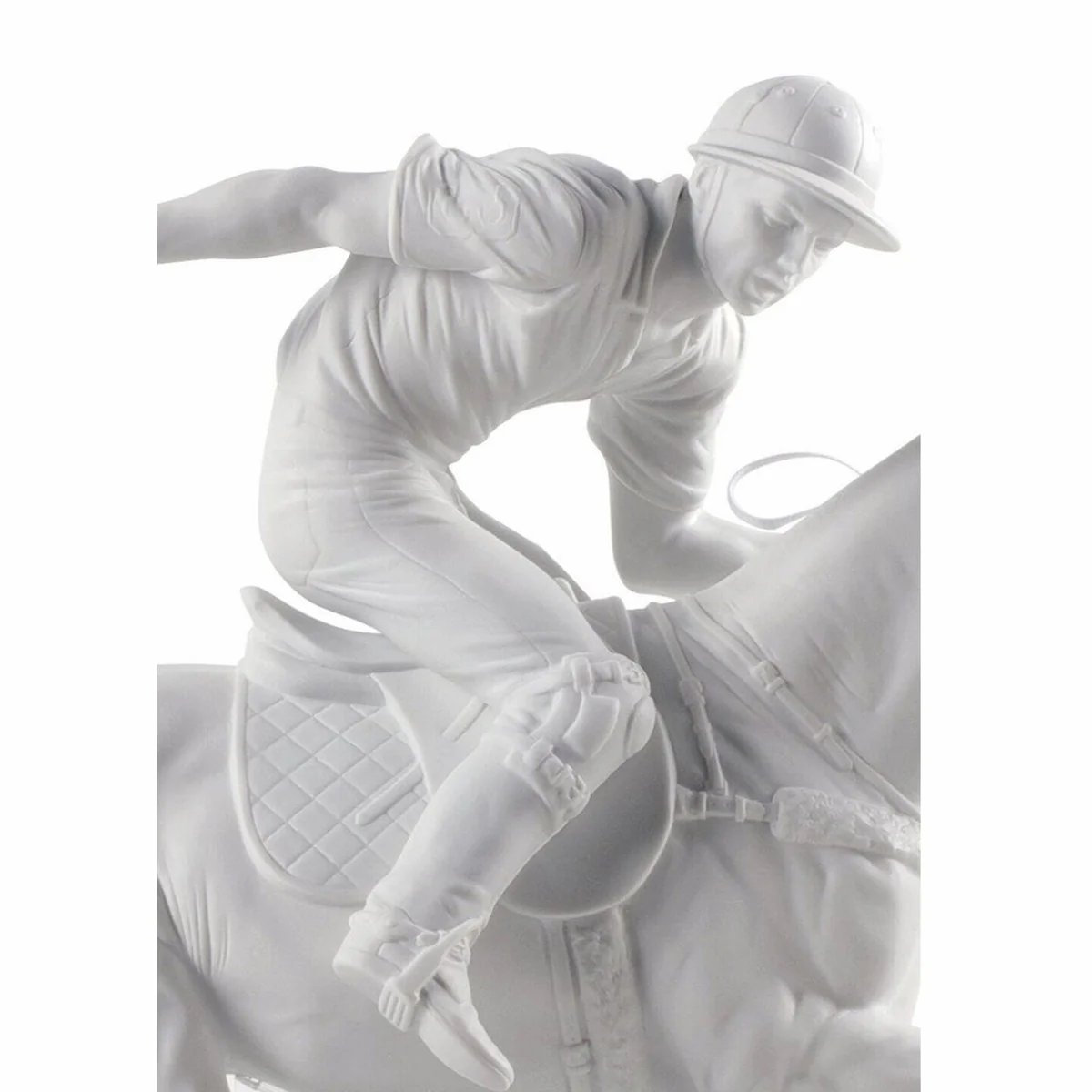 Casa Padrino figura decorativa de porcelana de lujo jugador de polo blanco mate / negro 50 x 20 x A. 61 cm