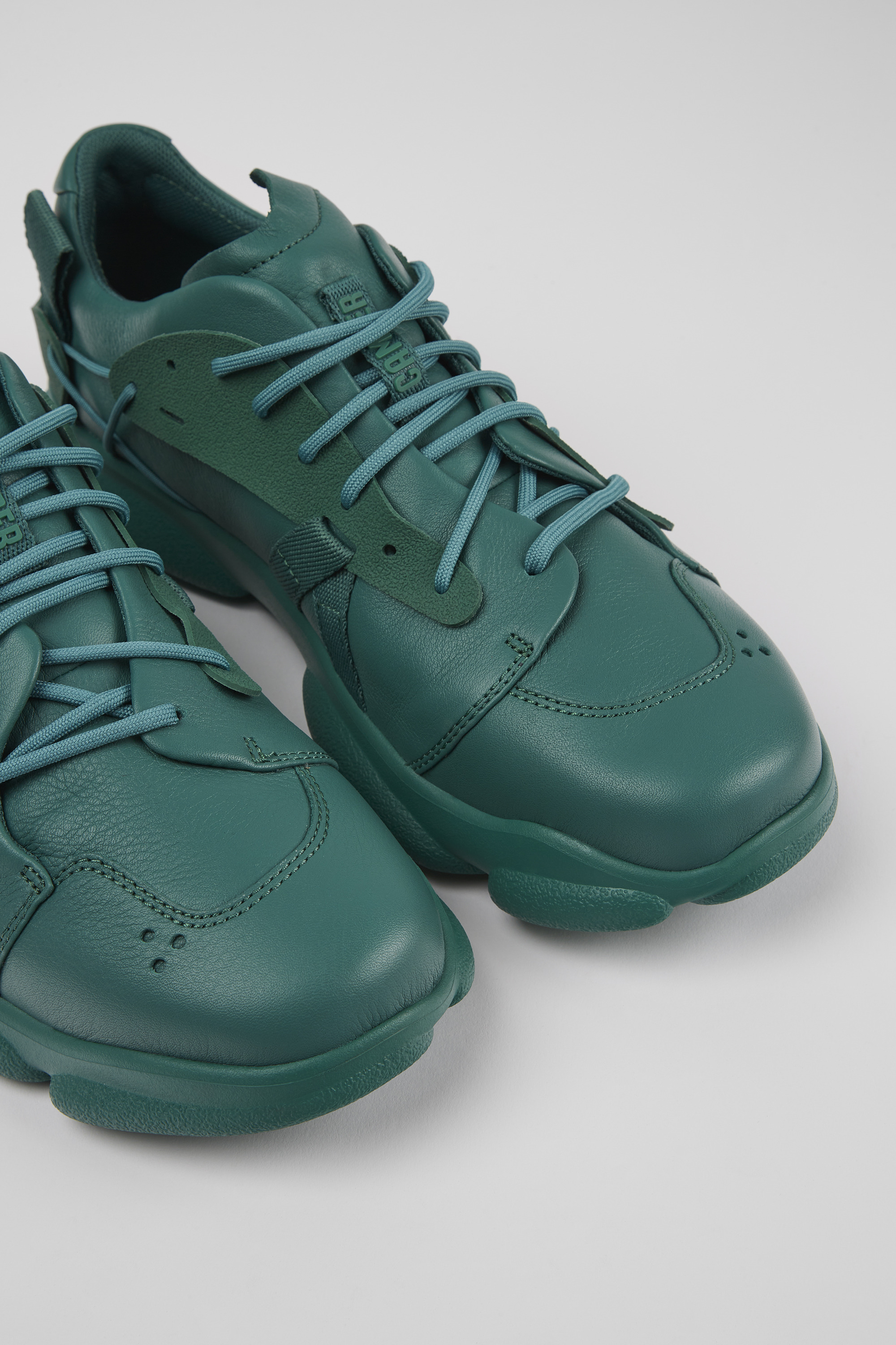 Karst - Green leather and textile sneakers for men