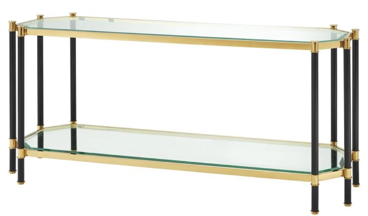 Casa Padrino mesa consola de la sala de estar oro / negro 169 x 53,5 x H. 75,5 cm - Consola de Lujo