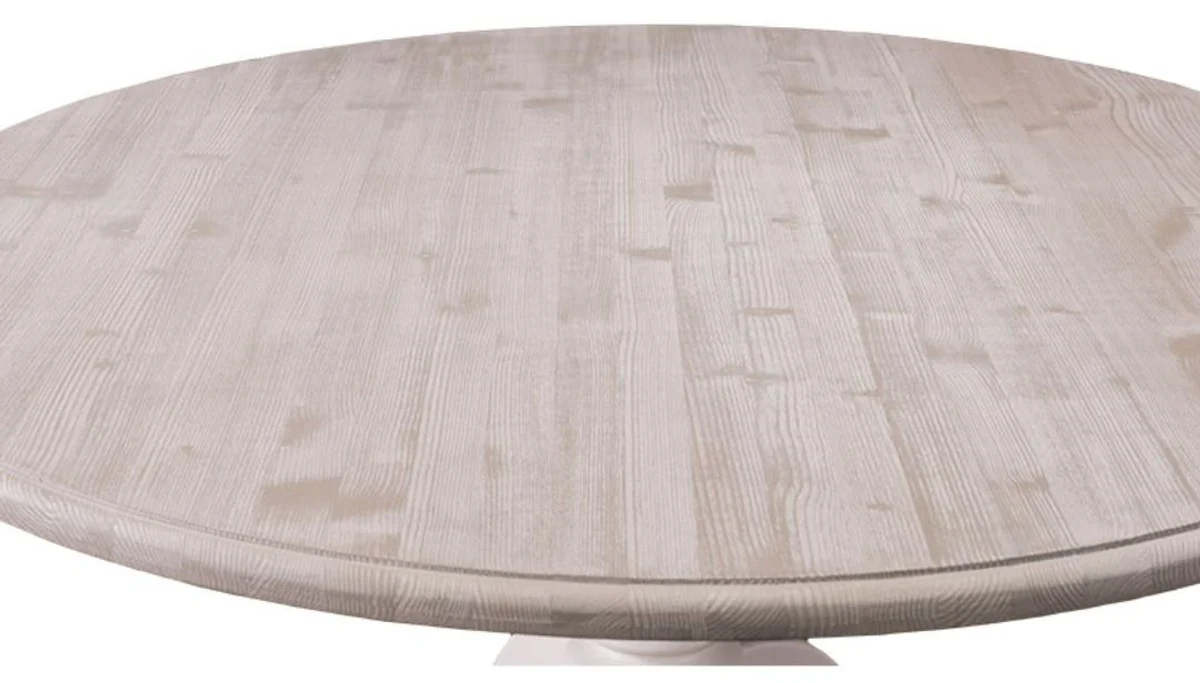 Casa Padrino country style dining table natural colors / white Ø 130 x H 78 cm - Dining Room Furniture in Country Style