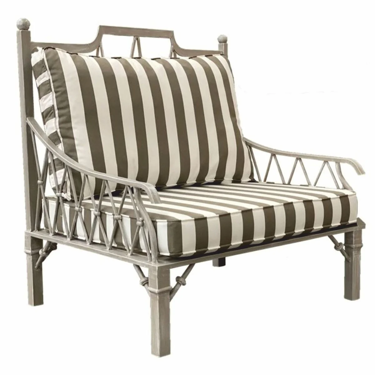 Casa Padrino Sill¨®n Art Nouveau de Lujo Gris / Blanco - Sill¨®n para Hotel y Jard¨ªn