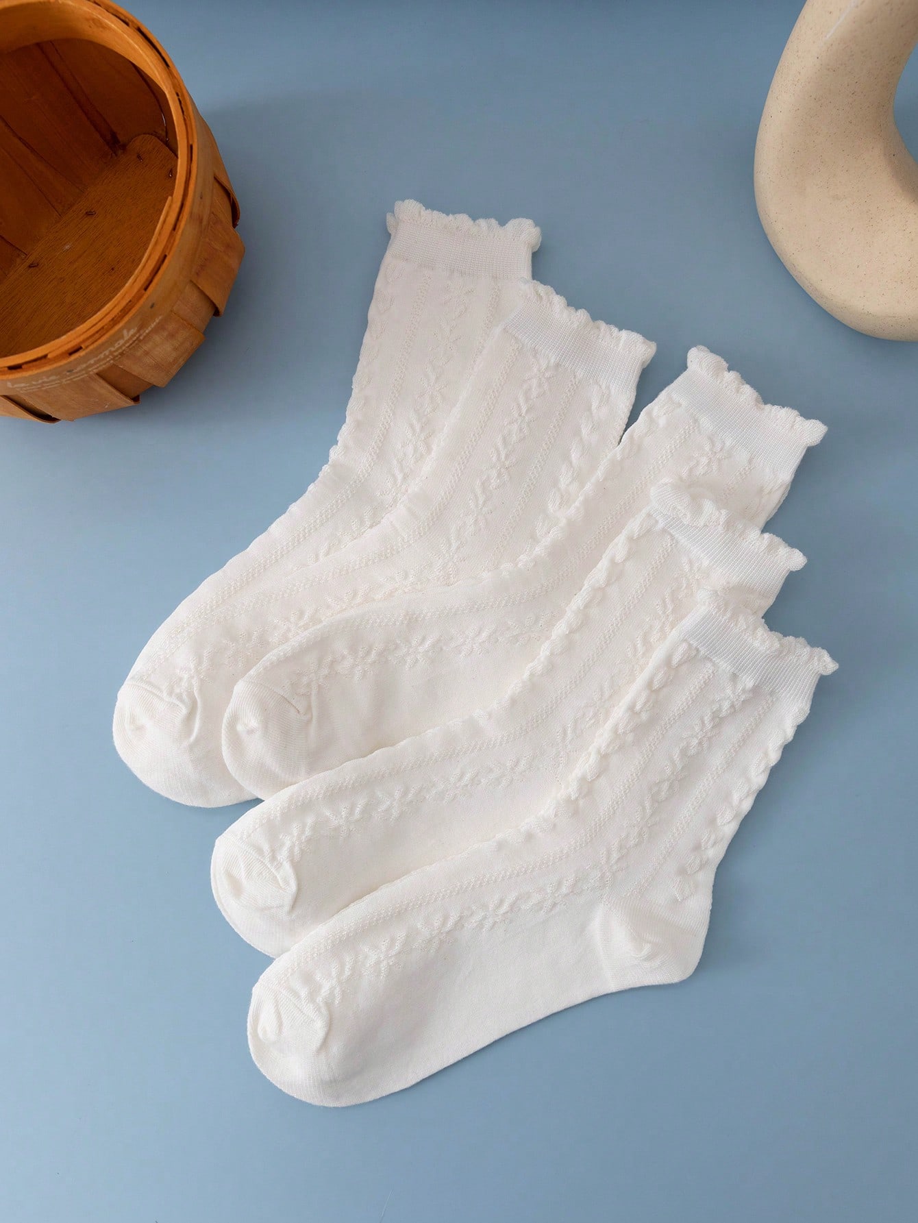 5pairs Solid Crew Socks