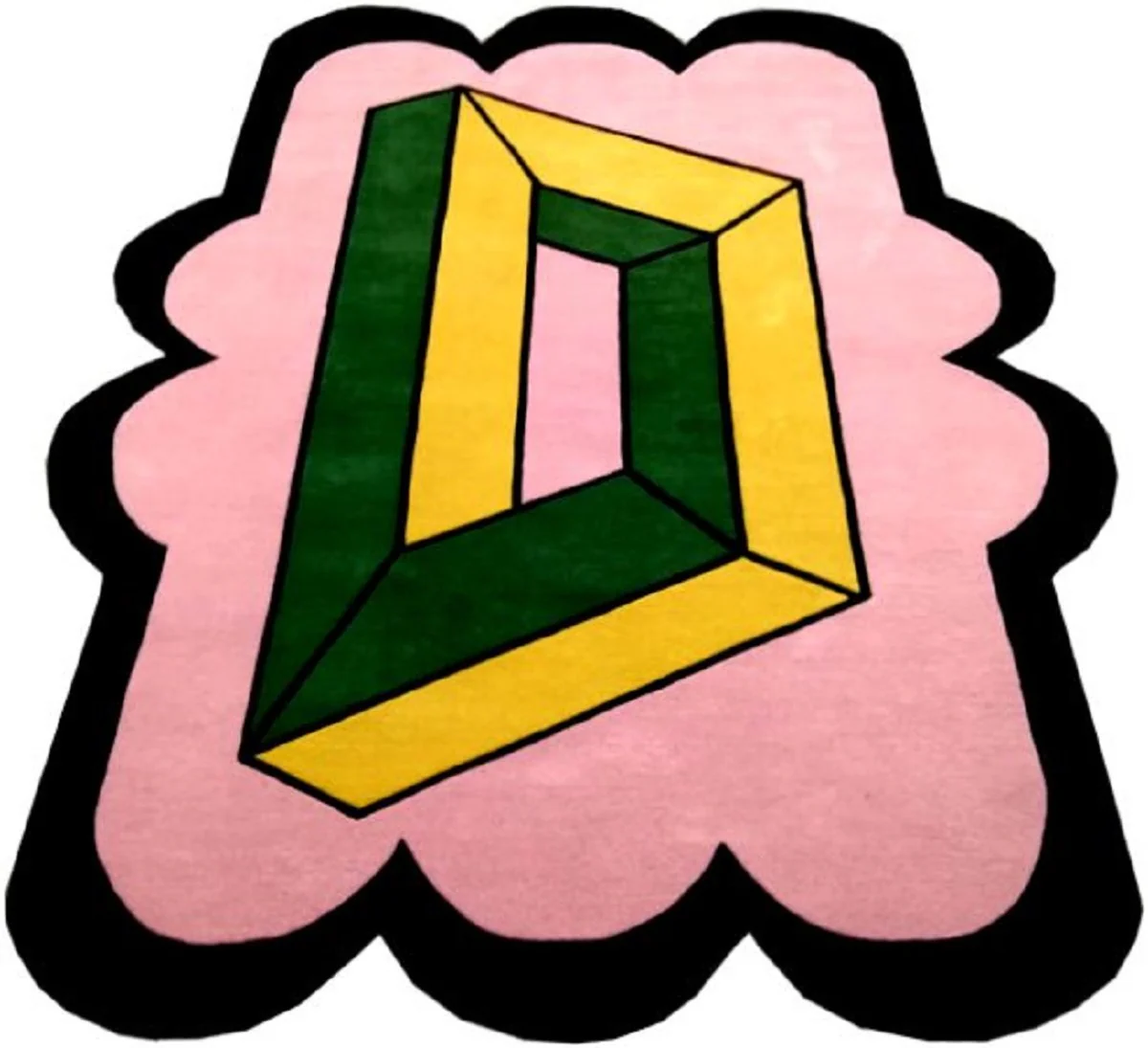 Casa Padrino alfombra de lana de diseño rosa / verde / amarillo / negro 200 x 300 cm - Alfombra de salón con diseño - Colección de Lujo