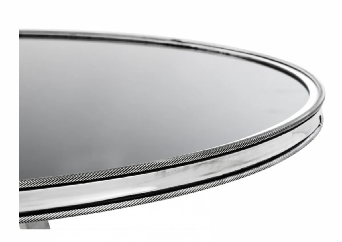 Casa Padrino luxury art deco designer side table antique silver with black glass - Luxury Table