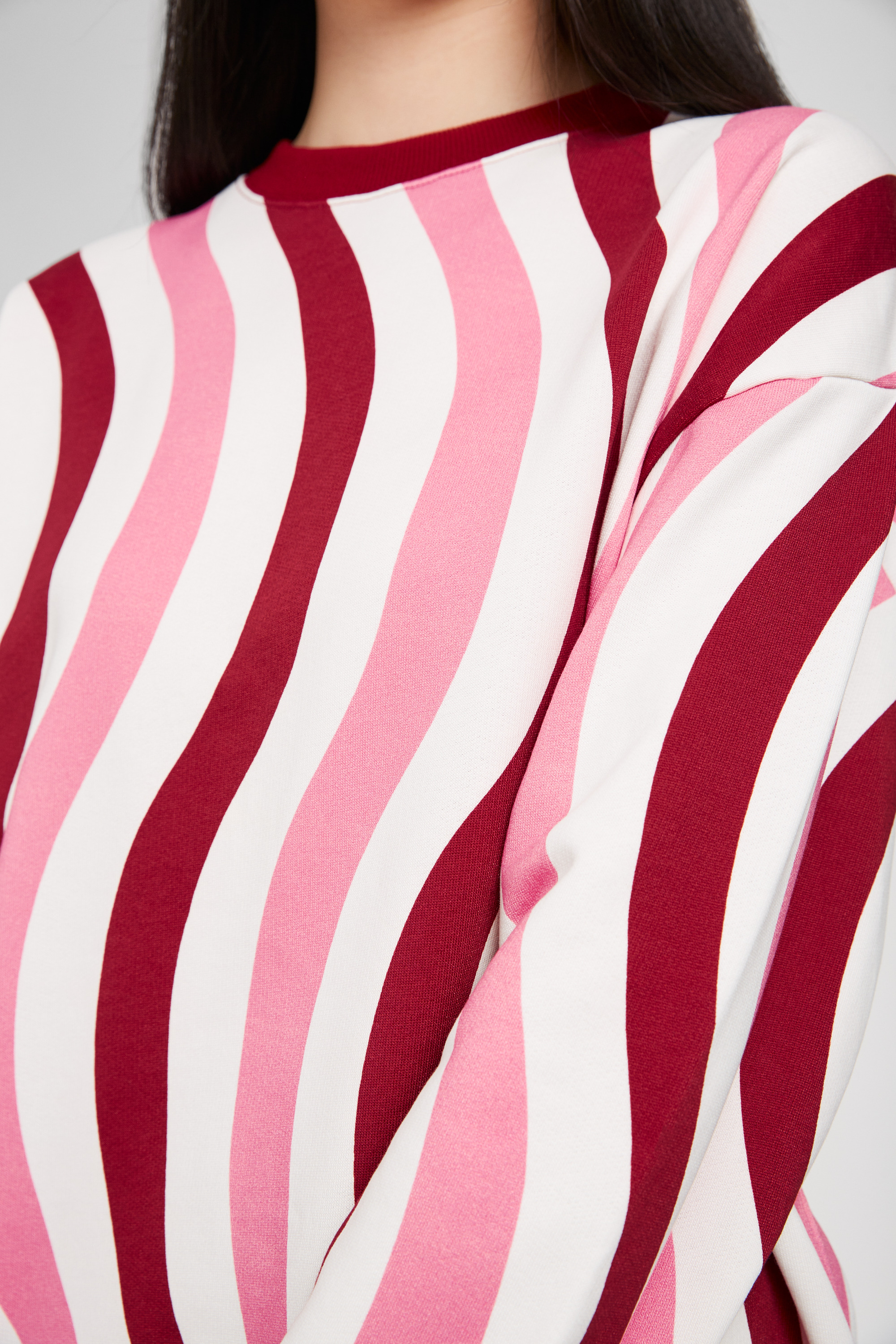 Sweatshirt - White, pink, and burgundy organic cotton sweater