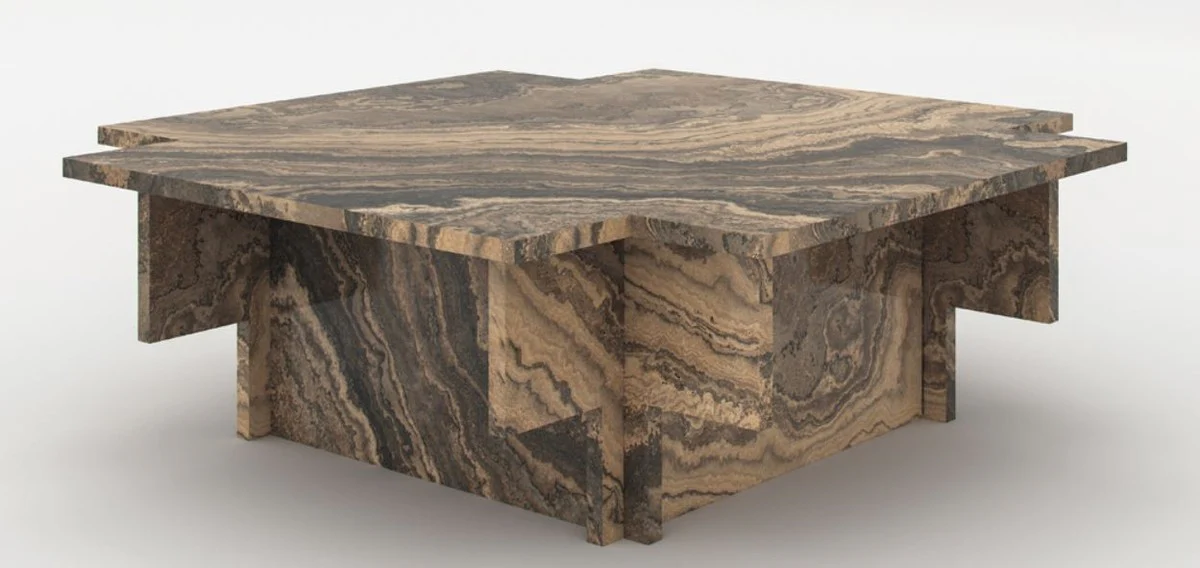 Casa Padrino mesa de centro de m¨¢rmol de lujo beige / gris / negro 95 x 95 x A. 35 cm - Mesa de sal¨®n noble hecha de m¨¢rmol de Eramosa de alta calidad - Muebles de sal¨®n de lujo