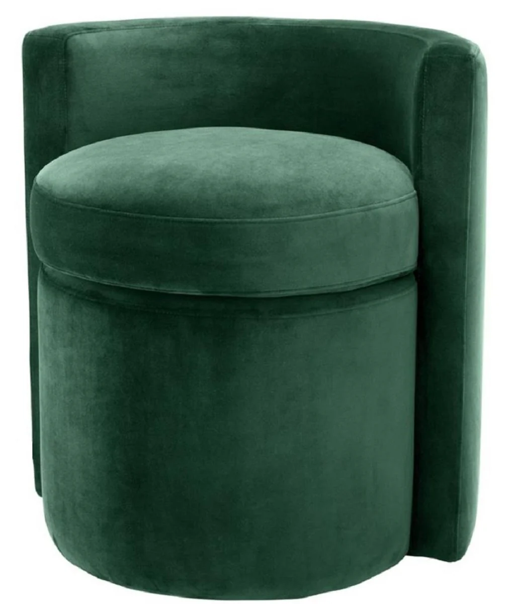 Casa Padrino Sillón de Diseño Verde Oscuro 61 x 57 x H. 64 cm - Sillón Redondo de Terciopelo - Muebles de Lujo