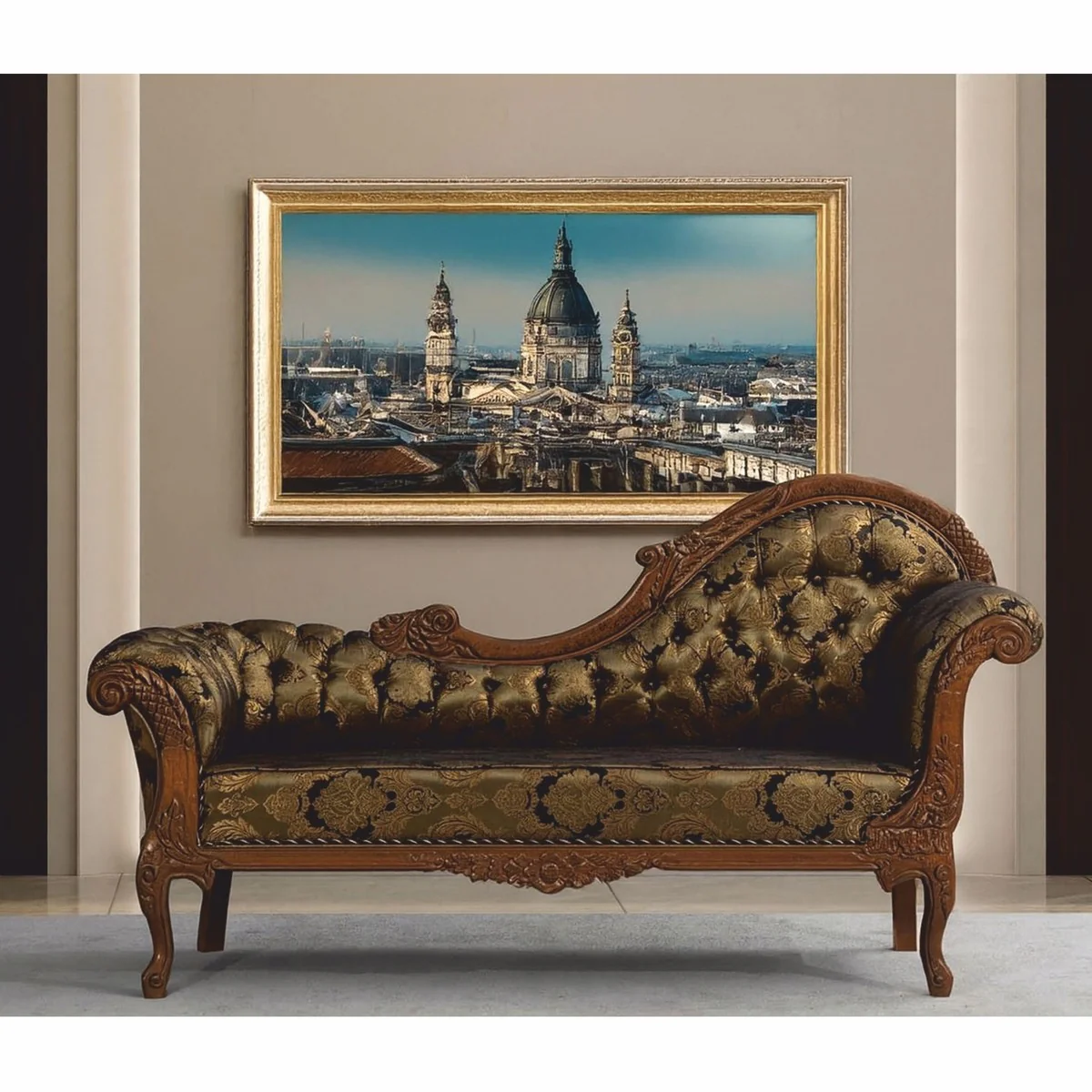 Casa Padrino Sof¨¢ Barroco de Lujo Lado Derecho Oro / Negro / Marr¨®n 210 cm - Muebles Barrocos