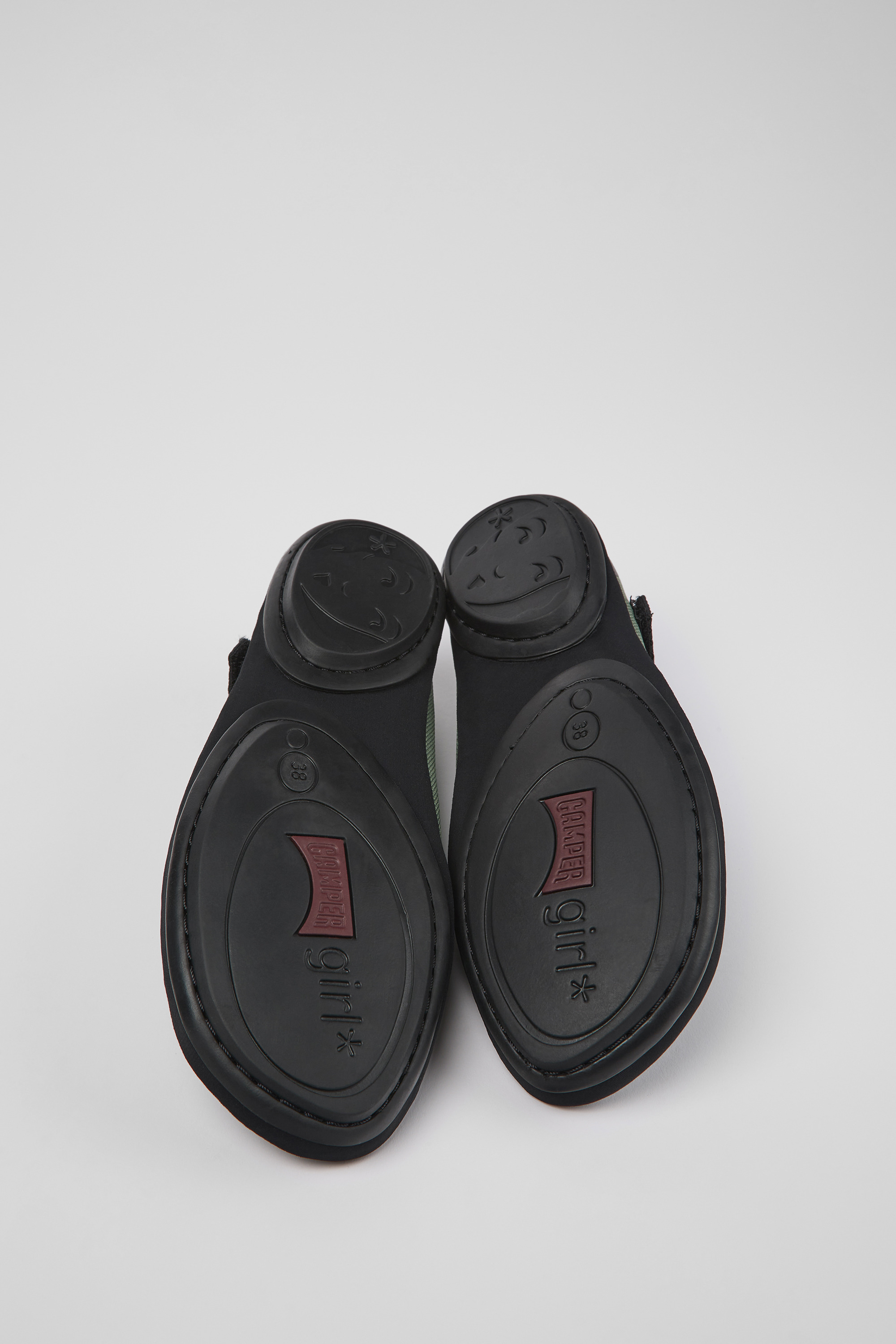 Right - Green textile ballerinas for women