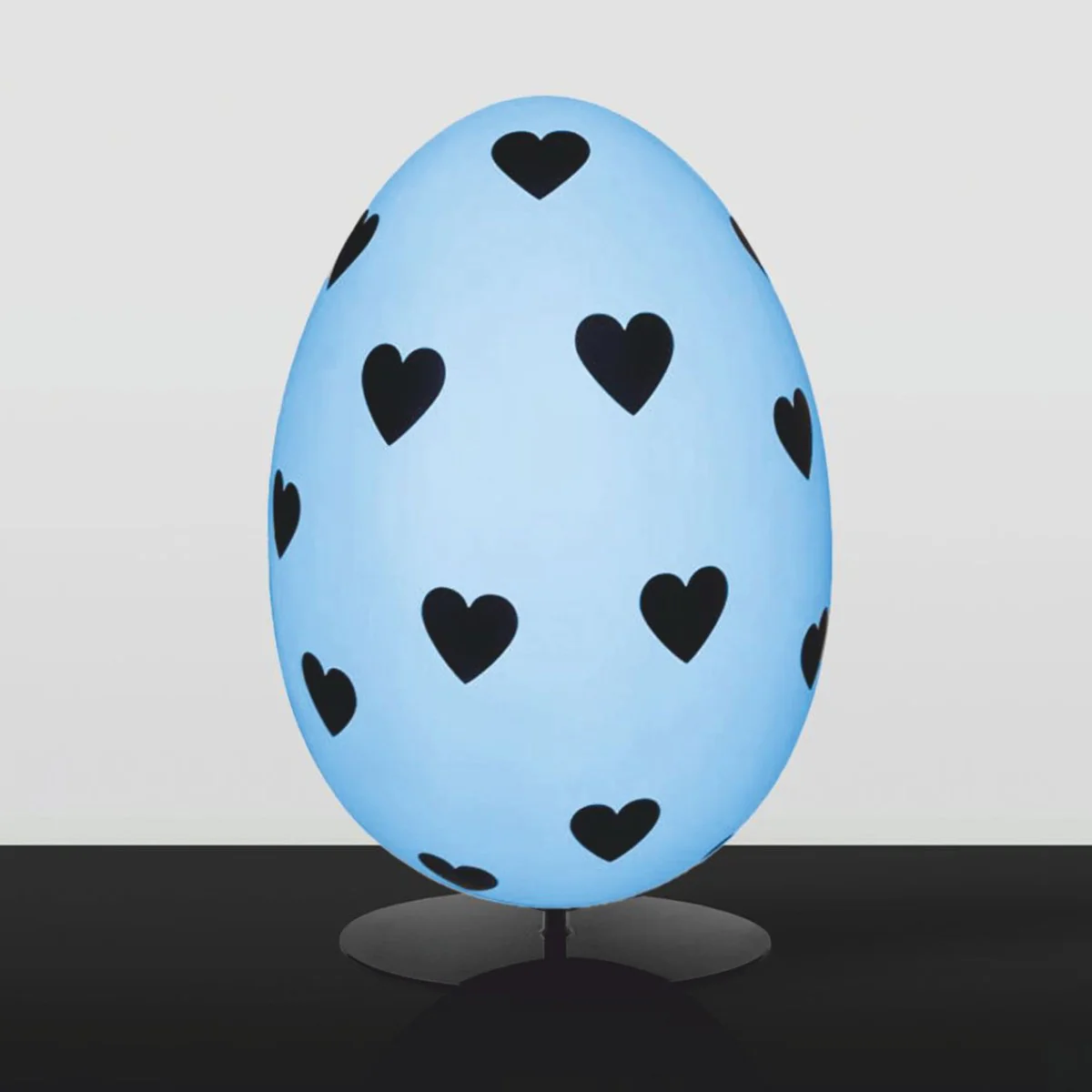 Casa Padrino huevo de pascua decorativo XXL con soporte azul claro / negro A. 75 cm - Decoraci¨®n de pascua